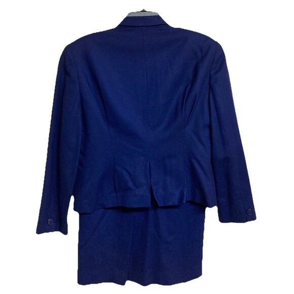 Women's VTG Christian Dior Pencil Skirt Suit Set Double Breasted Blue Sz 8 FLAWS - Picture 8 of 8